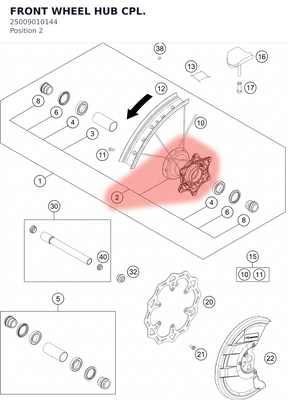 Diagram preview: FRONT WHEEL HUB CPL. (25009010144)