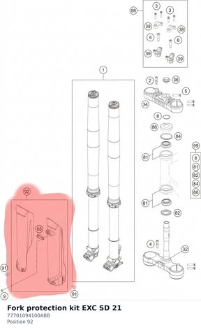 Diagram preview: Fork protection kit EXC SD 21 (77701094100ABB)