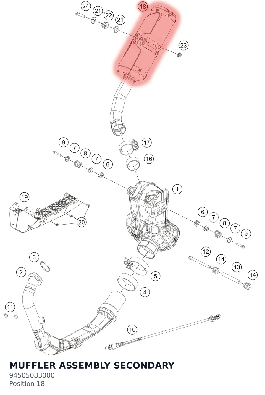 Diagram preview: MUFFLER ASSEMBLY SECONDARY (94505083000)