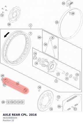 Diagram preview: AXLE REAR CPL. 2016 (46310085044)
