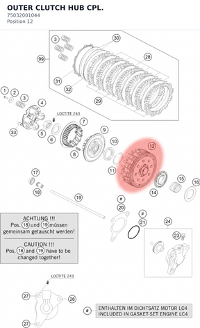 Diagram preview: OUTER CLUTCH HUB CPL. (75032001044)