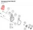 Diagram preview: Hexagonal bolt M6x25 (J900000602510)