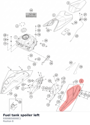 Diagram preview: Fuel tank spoiler left (93008050000C1)