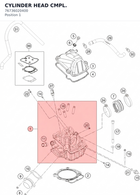 Diagram preview: CYLINDER HEAD CMPL. (76736020400)