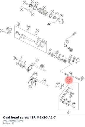 Diagram preview: Oval head screw ISR M6x20-A2-7 (C0073800602000S)
