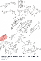 Diagram preview: MIDDLE MASK SILVMETMAT JP181284 DUKE 250 (93108003000BH)