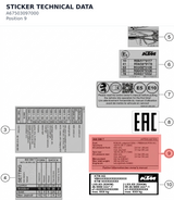 Diagram preview: STICKER TECHNICAL DATA (A67503097000)