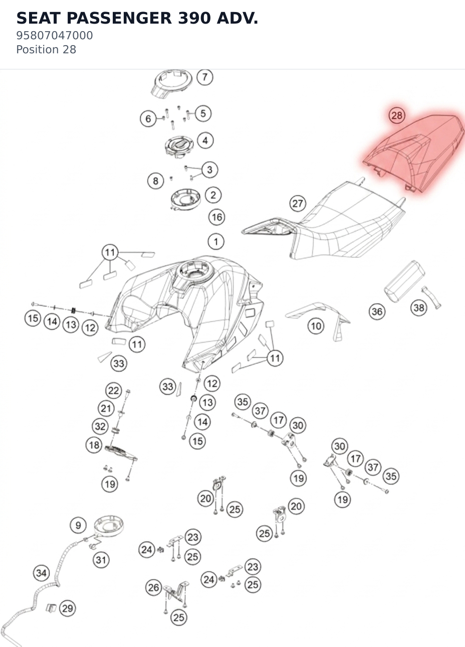 Diagram preview: SEAT PASSENGER 390 ADV. (95807047000)
