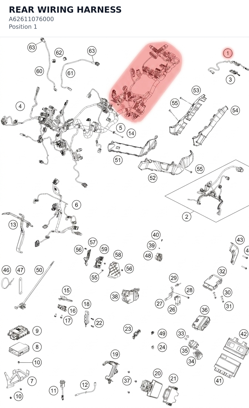 Diagram preview: REAR WIRING HARNESS (A62611076000)