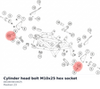 Diagram preview: Cylinder head bolt M10x25 hex socket (A61803810025)