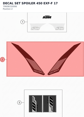 Diagram preview: DECAL SET SPOILER 450 EXF-F 17 (79008155006)