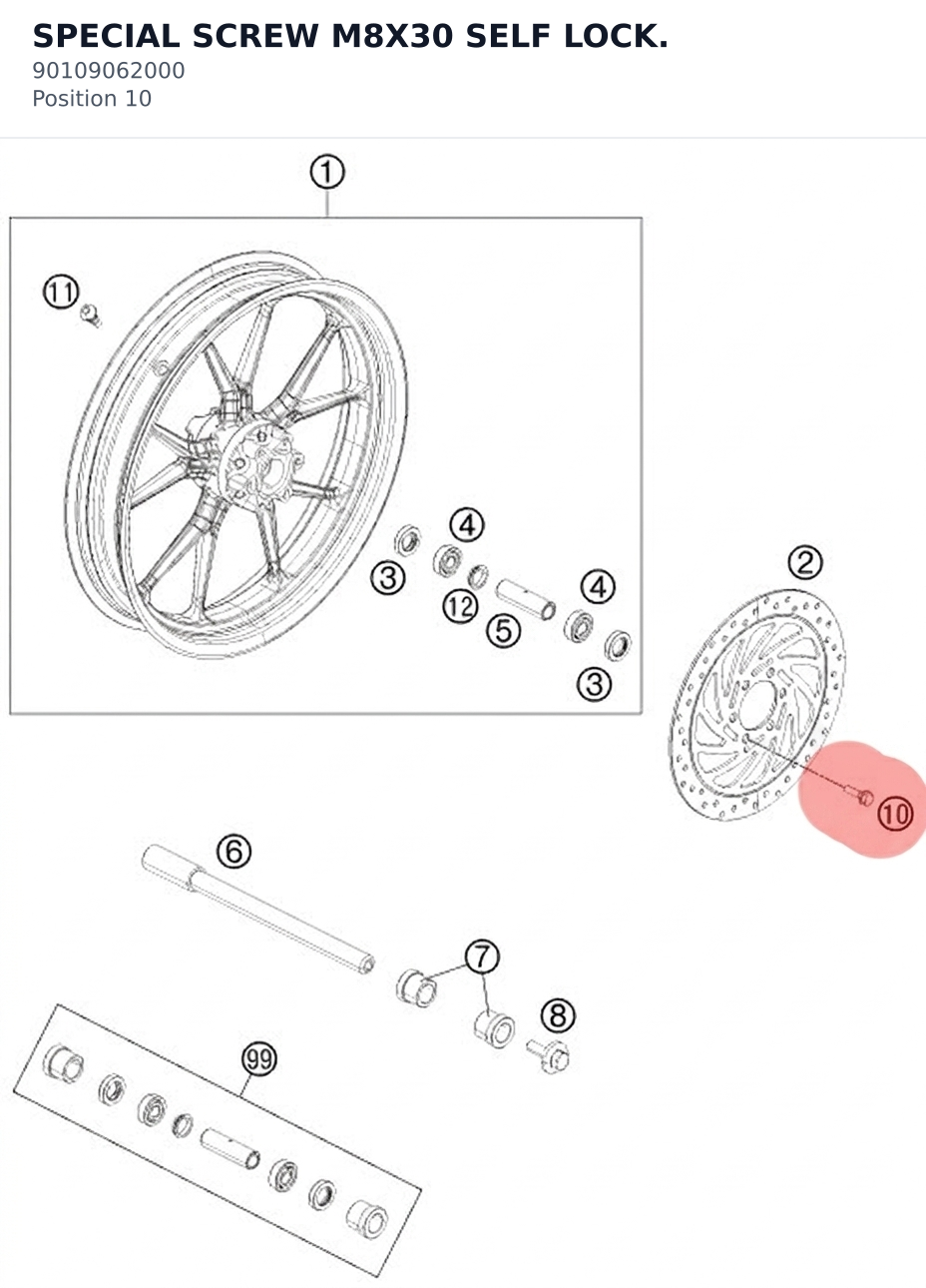 Diagram preview: SPECIAL SCREW M8X30 SELF LOCK. (90109062000)