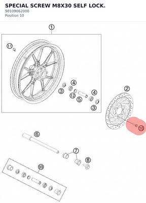Diagram preview: SPECIAL SCREW M8X30 SELF LOCK. (90109062000)