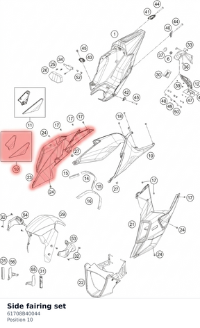 Diagram preview: Side fairing set (61708B40044)