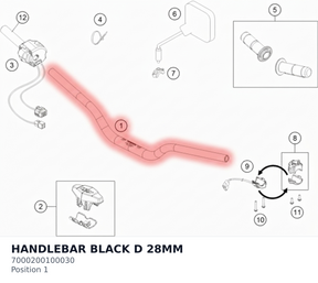 Diagram preview: HANDLEBAR BLACK D 28MM (7000200100030)