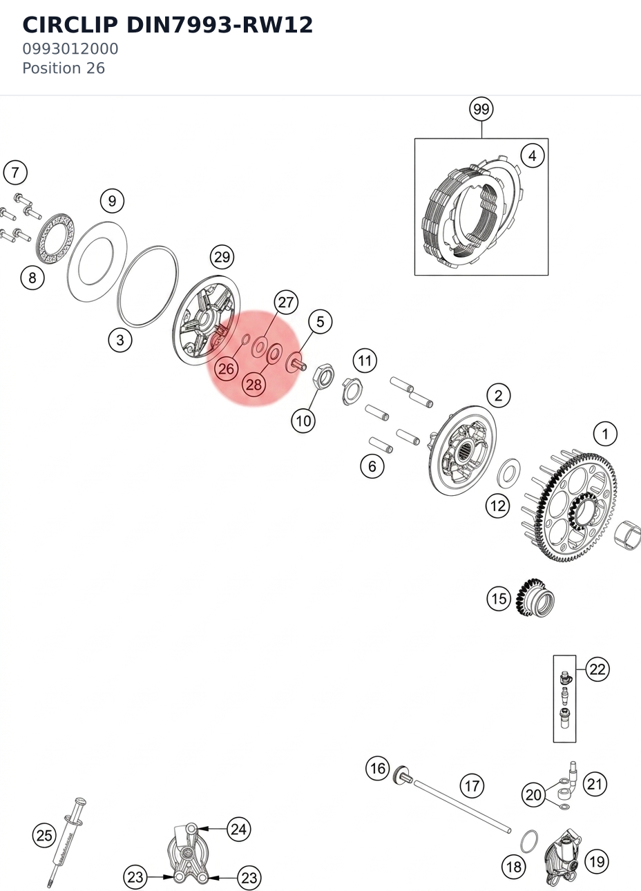 Diagram preview: CIRCLIP DIN7993-RW12 (0993012000)