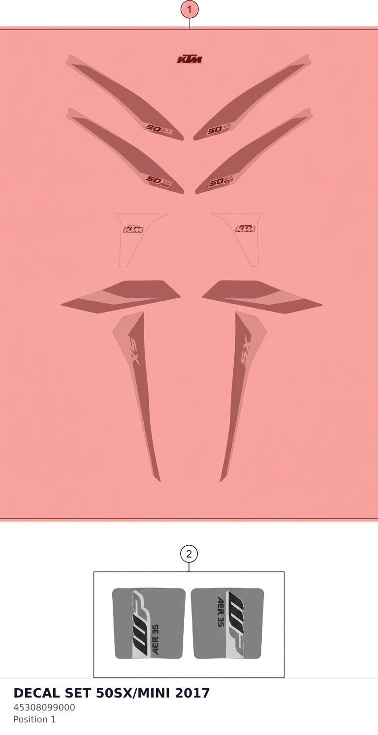 Diagram preview: DECAL SET 50SX/MINI       2017 (45308099000)