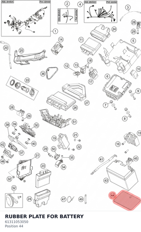 Diagram preview: RUBBER PLATE FOR BATTERY (61311053050)