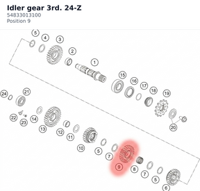 Diagram preview: Idler gear 3rd. 24-Z (54833013100)
