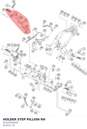 Diagram preview: HOLDER STEP PILLION RH (94103049000)