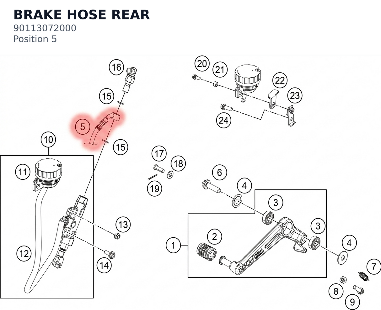 Diagram preview: BRAKE HOSE REAR (90113072000)