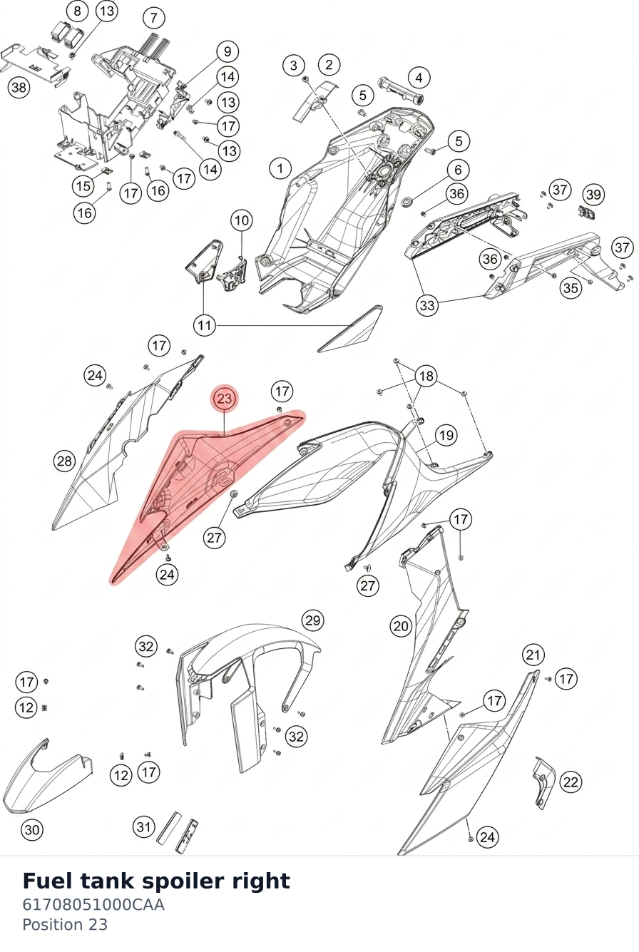 Diagram preview: Fuel tank spoiler right (61708051000CAA)
