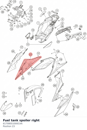 Diagram preview: Fuel tank spoiler right (61708051000CAA)