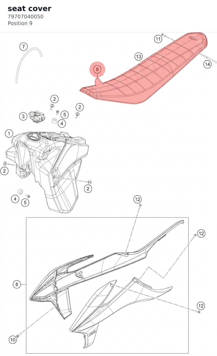 Diagram preview: seat cover (79707040050)