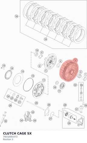 Diagram preview: CLUTCH CAGE SX (79232001073)