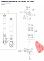 Diagram preview: Steering damper KTM 990 RC 25 cmpl. (A674C249Y200000)