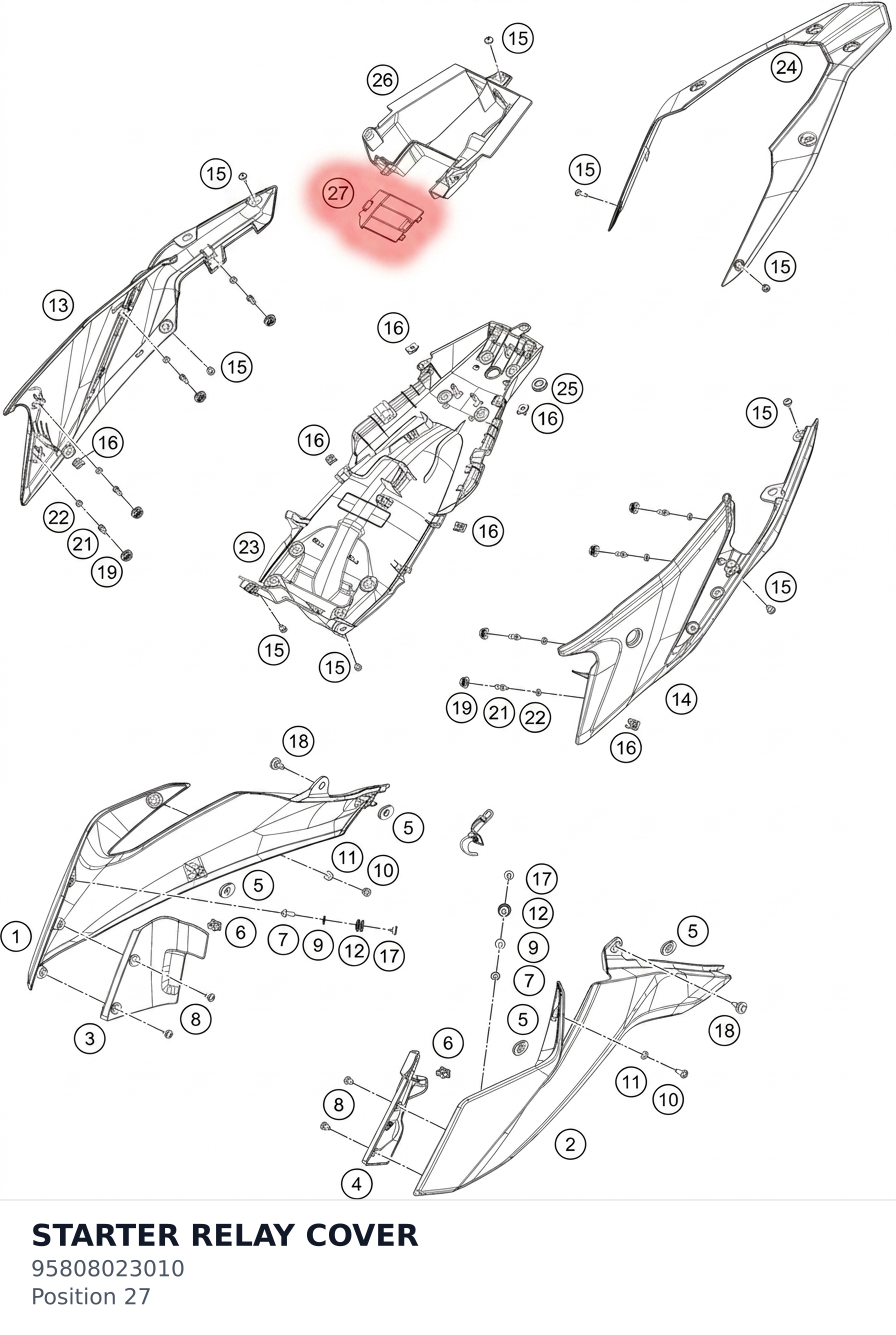 Diagram preview: STARTER RELAY COVER (95808023010)