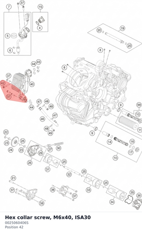 Diagram preview: Hex collar screw, M6x40, ISA30 (0025060406S)