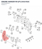 Diagram preview: ENGINE HANGER RH JP113410 BLK (96303006000C1)