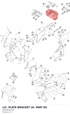 Diagram preview: LIC. PLATE BRACKET LO. PART EU (69008018100)
