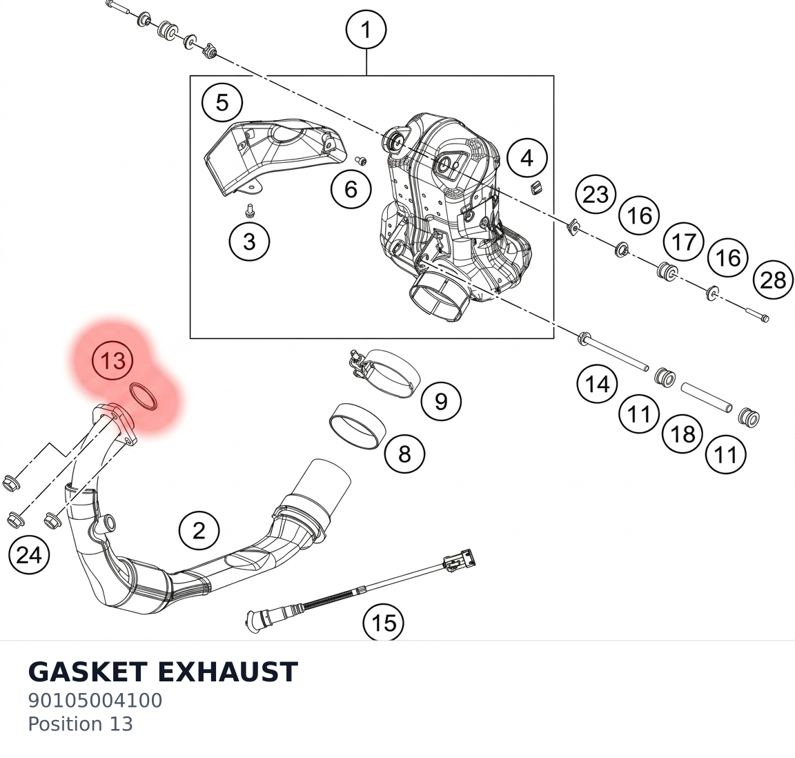 Diagram preview: GASKET EXHAUST (90105004100)