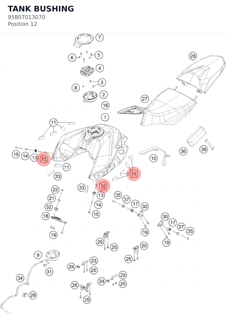 Diagram preview: TANK BUSHING (95807013070)