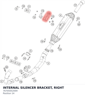 Diagram preview: INTERNAL SILENCER BRACKET, RIGHT (76705052009)