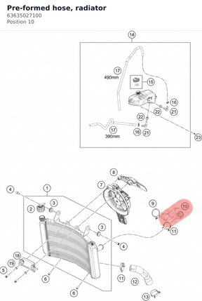 Diagram preview: Pre-formed hose, radiator (63635027100)