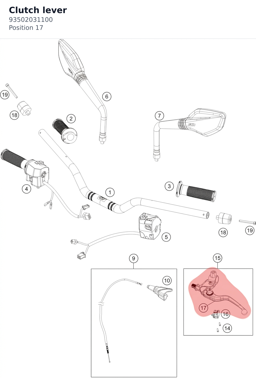 Diagram preview: Clutch lever (93502031100)