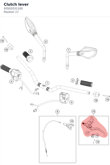 Diagram preview: Clutch lever (93502031100)