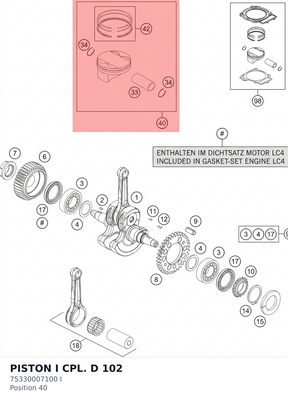 Diagram preview: PISTON I CPL. D 102 (75330007100 I)