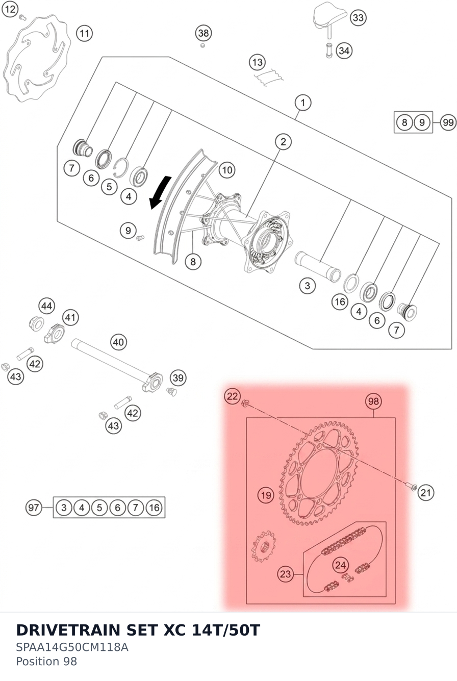 Diagram preview: DRIVETRAIN SET XC 14T/50T (SPAA14G50CM118A)