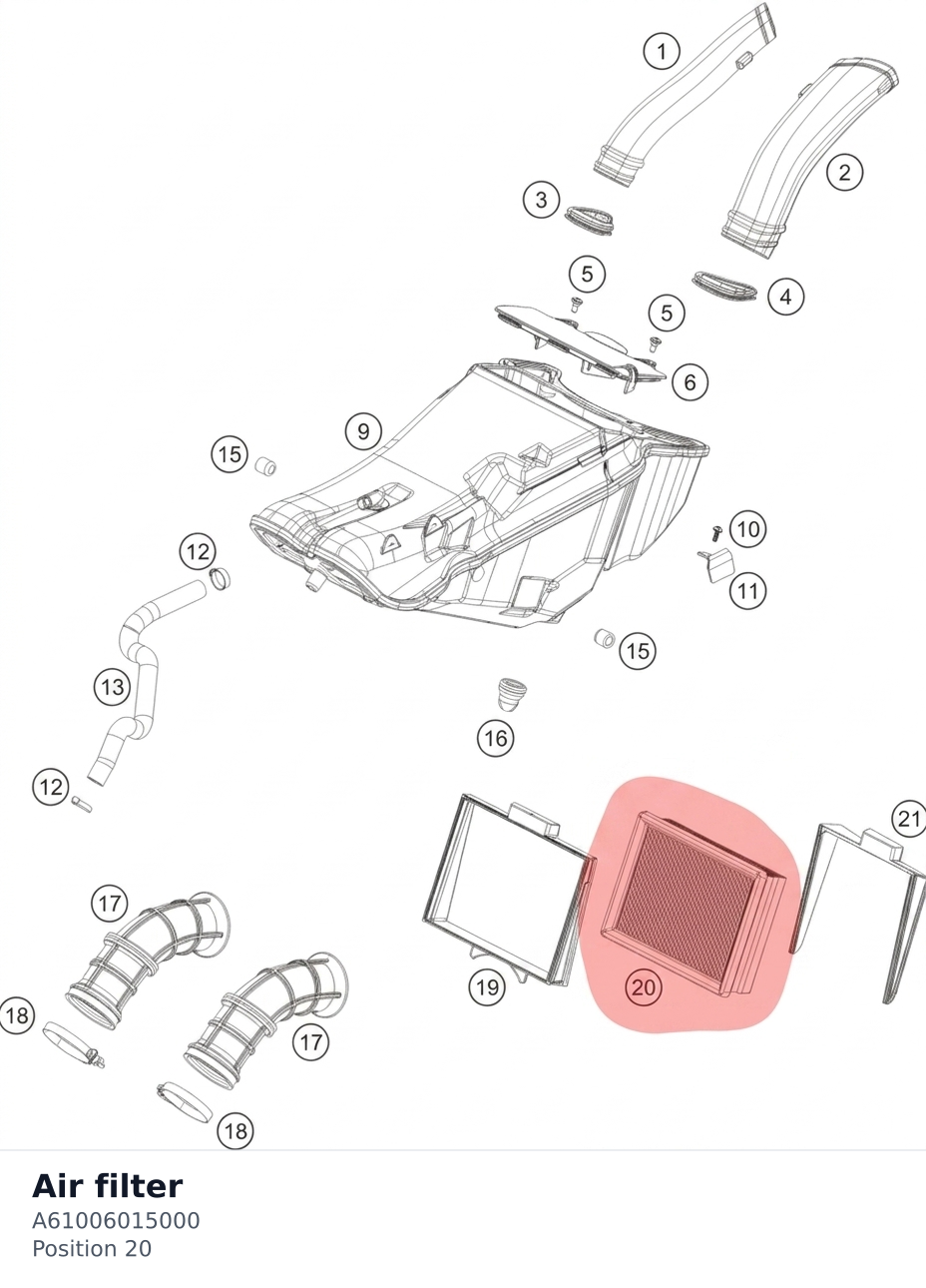 Diagram preview: Air filter (A61006015000)