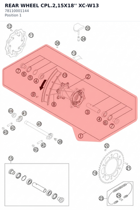 Diagram preview: REAR WHEEL CPL.2,15X18'' XC-W13 (78110001144)