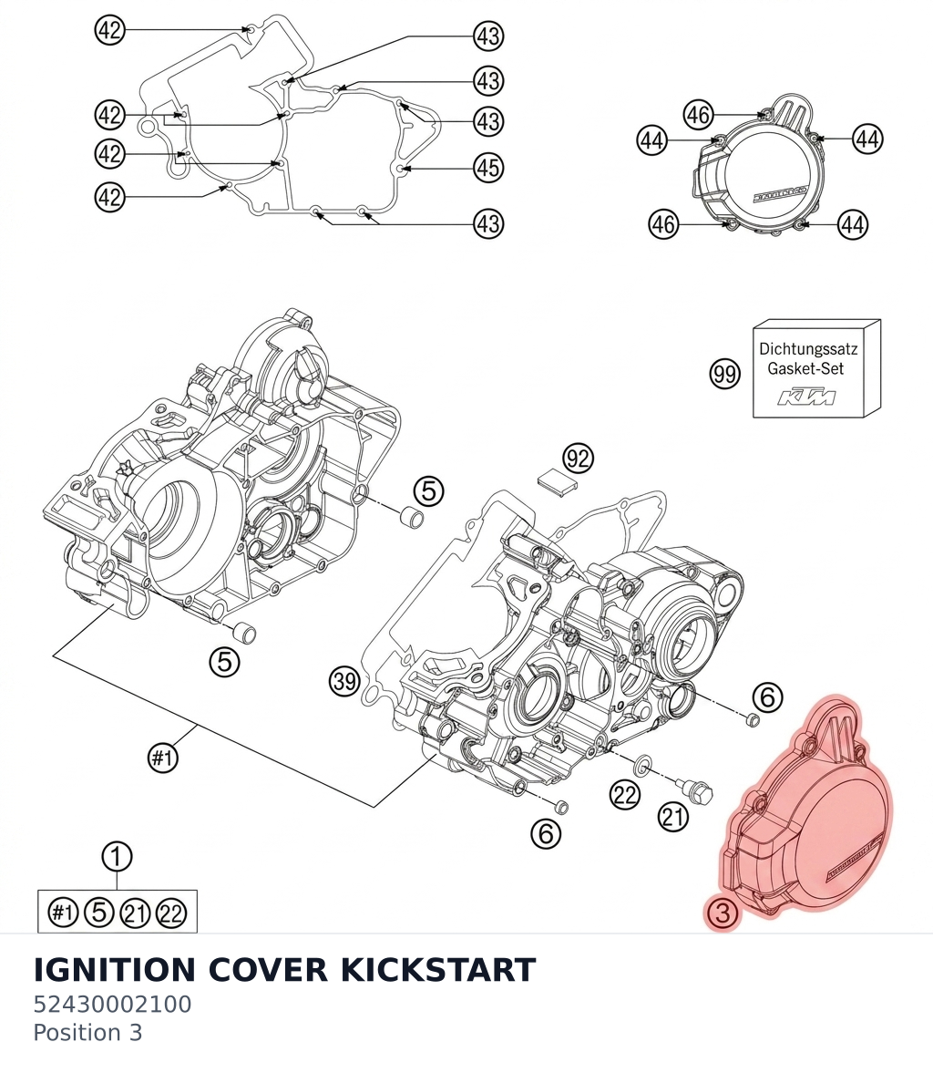 Diagram preview: IGNITION COVER KICKSTART (52430002100)