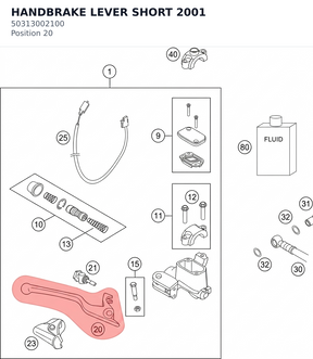 Diagram preview: HANDBRAKE LEVER SHORT 2001 (50313002100)