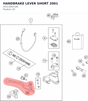 Diagram preview: HANDBRAKE LEVER SHORT 2001 (50313002100)