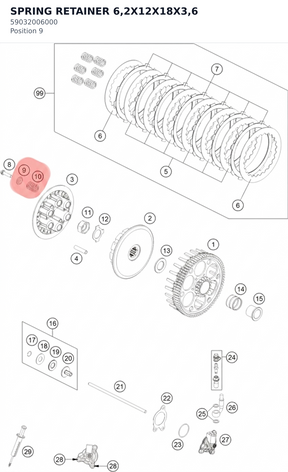 Diagram preview: SPRING RETAINER 6,2X12X18X3,6 (59032006000)