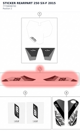Diagram preview: STICKER REARPART 250 SX-F 2015 (77708098700)