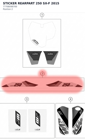 Diagram preview: STICKER REARPART 250 SX-F 2015 (77708098700)